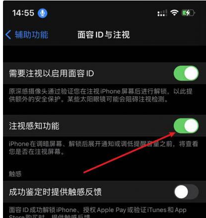 景德镇苹果14维修网点分享iPhone14注视感知功能有什么用 